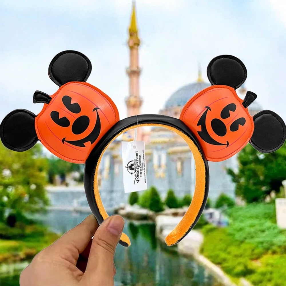Disney Mickey Minnie Mouse  Halloween Pumpkin Jack O’ Lantern Ears Headband new